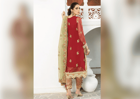 Classical Maroon Heavily Embellished Pakistani Kameez Salwar Suit