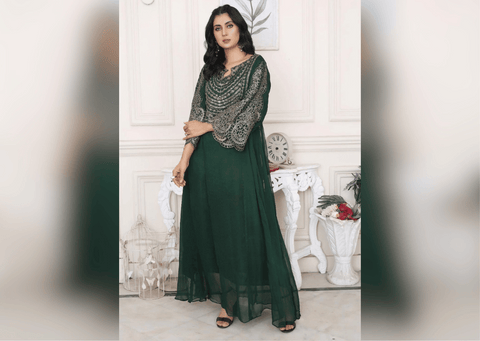 Grandeur in Green - 3 piece Chiffon