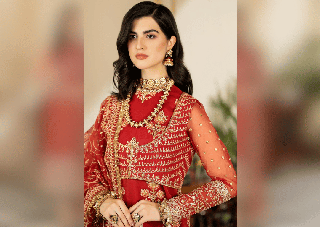 Red Embroidered Pakistani Salwar Kameez with Dupatta
