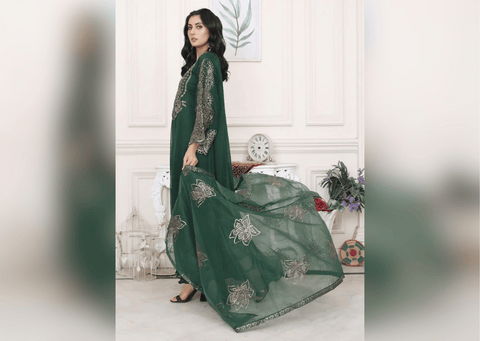 Grandeur in Green - 3 piece Chiffon