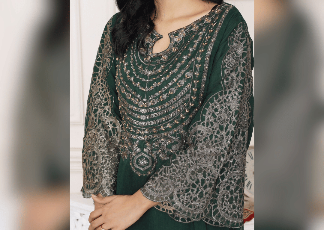 Grandeur in Green - 3 piece Chiffon