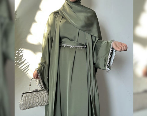 Abaya115 satin Abaya set