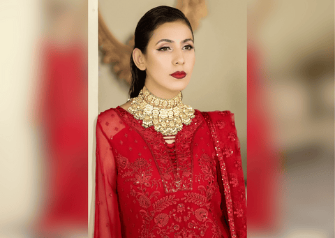 Deep Red Embroidered Pakistani Salwar Kameez Dupatta Salwar Suit