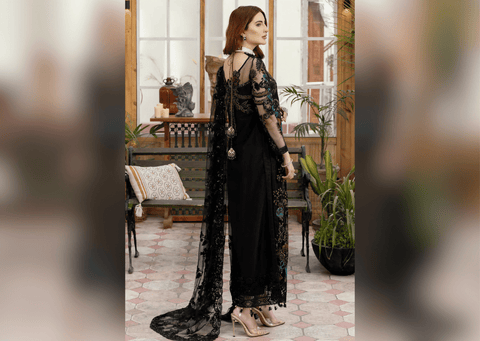 Premium Embroidered Black Salwar Kameez Trousers Pakistani Party Dress