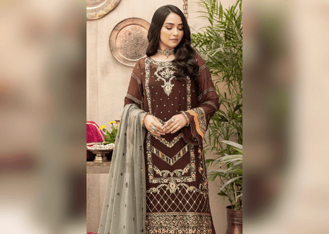 Royal Embroidered Salwar Kameez Chiffon Pakistani Party Dress